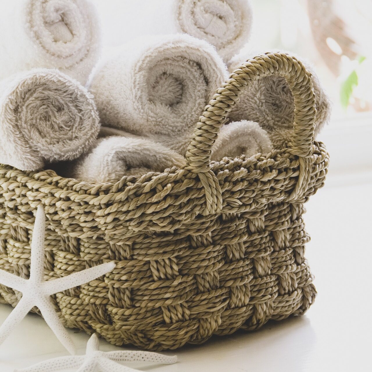 Handtücher dekorativ präsentiert